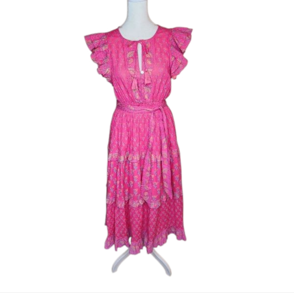 Cleobella Kenzie Midi Dress in Ditzy Pink Print Size Small